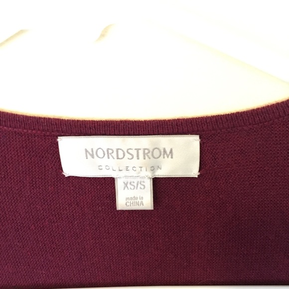 Nordstrom Silk/Cashmere Oversized Burgundy long Cardigan Sz S - Picture 3 of 5